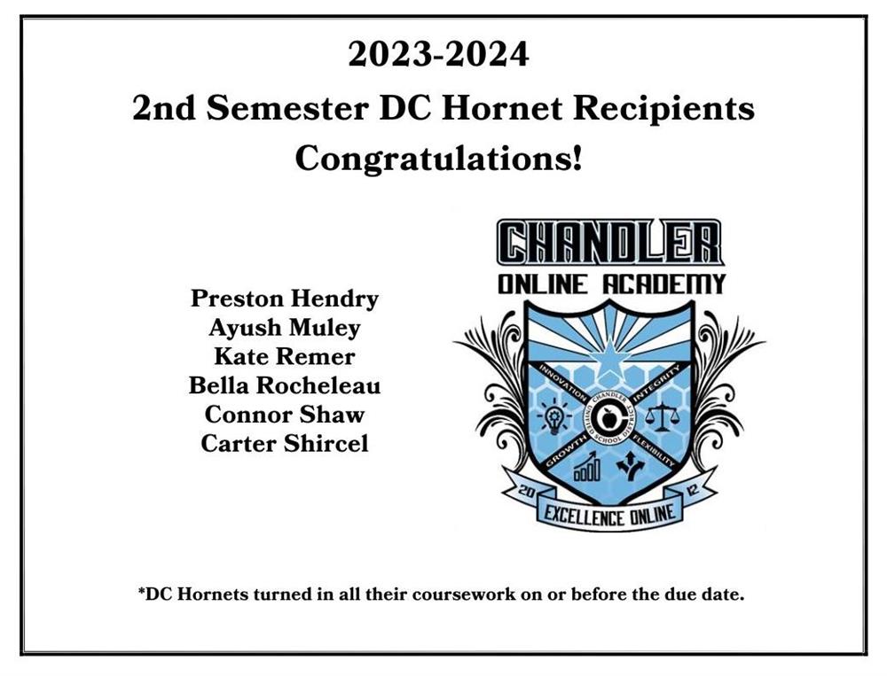 23-24 Honor Roll DC Hornet 2nd Semester